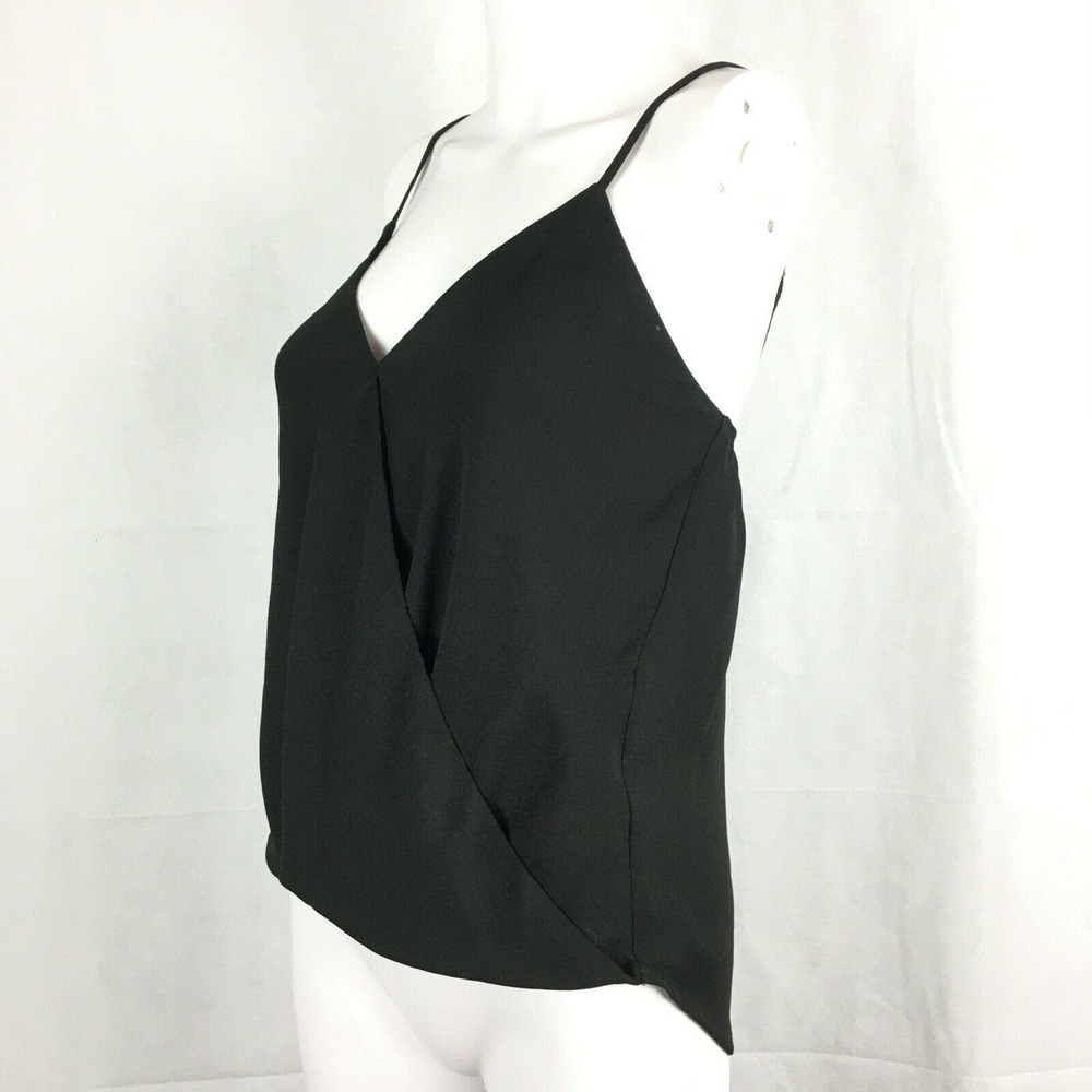 Dainty Hooligan Shirt‎ Womens S Black Wrap Front Cami Tank Top Adjustable Straps - Picture 2 of 8